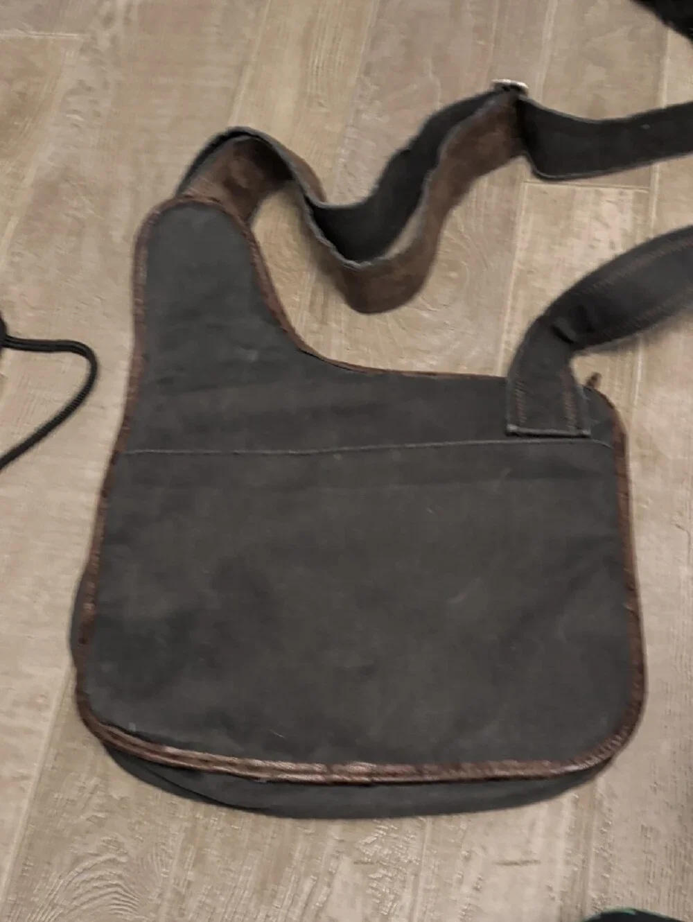 Brown and Black Men's Canvas Crossbody Bag with Eagle Print